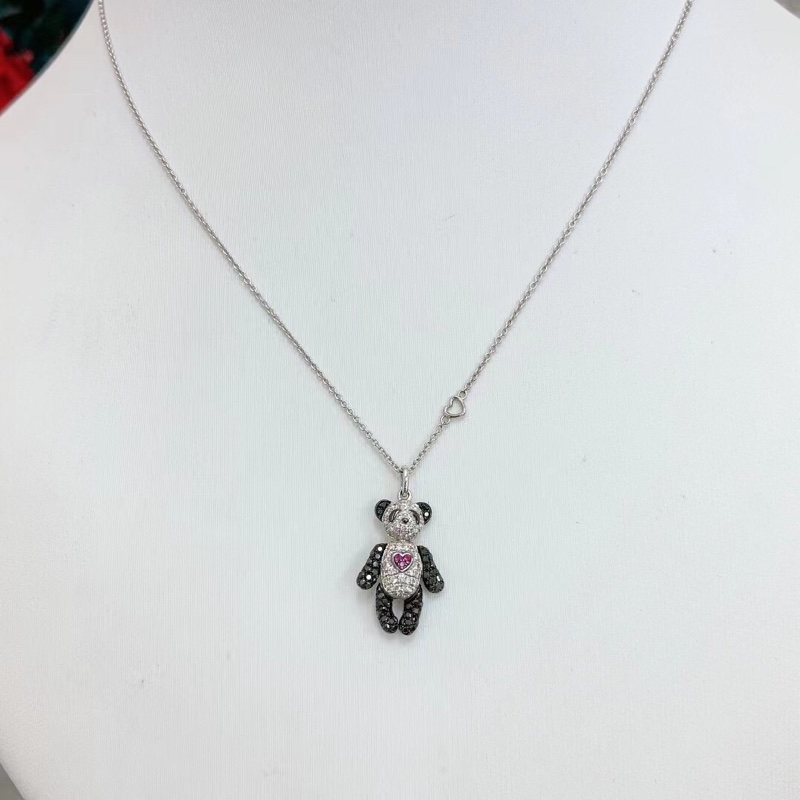Qeelin 麒麟 Bobo系列熊貓🐼滿鑽項鍊,太可愛了,配件盒子-4
