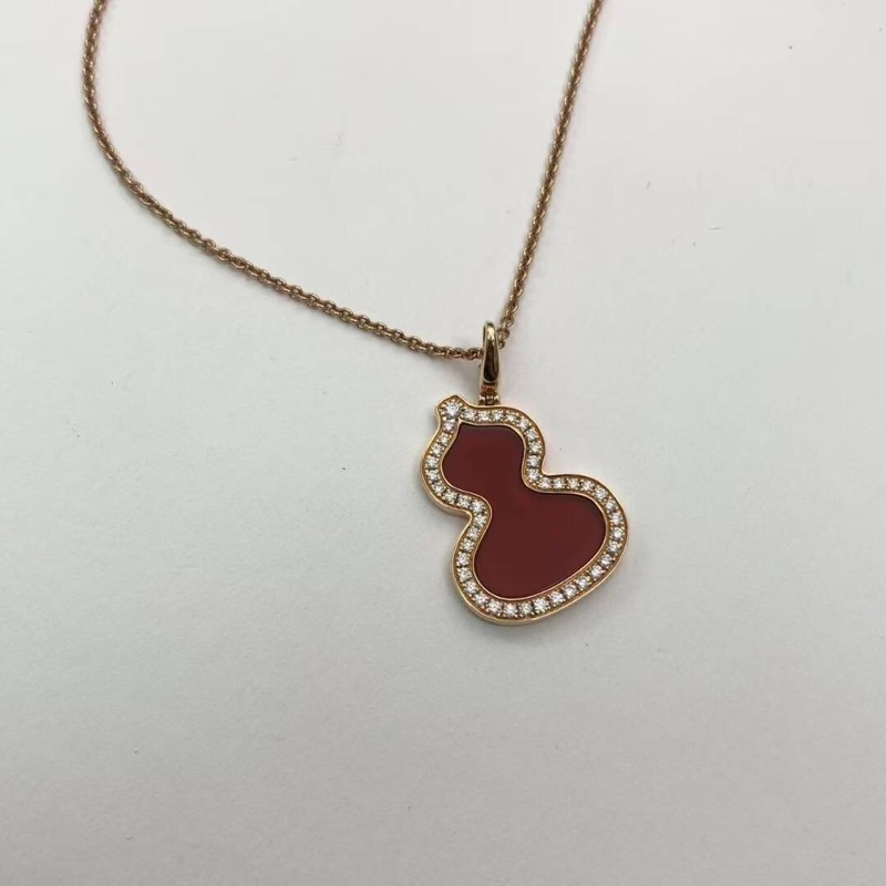 )Qeelin 麒麟 Wulu 系列玫瑰金大號紅瑪瑙葫蘆吊墜項鍊,尺寸 26×18mm,2024年購入-1