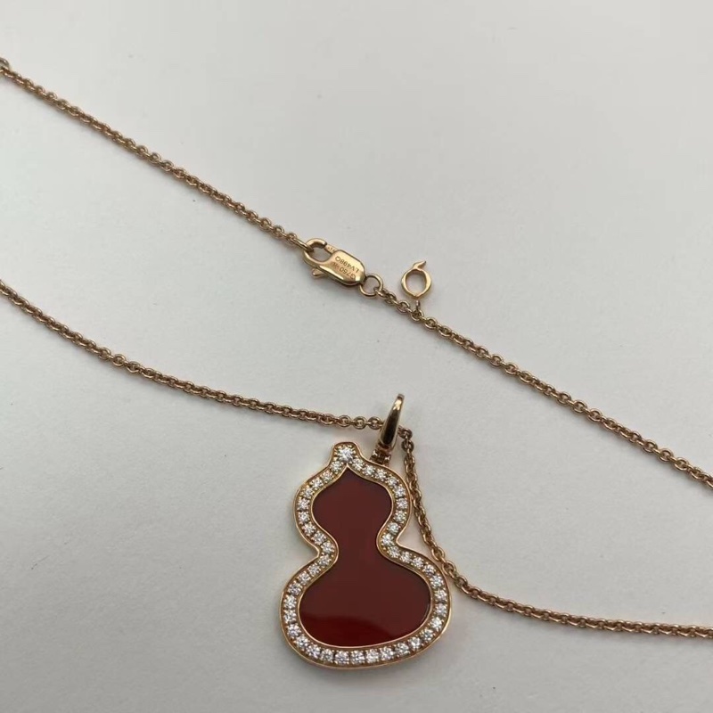 )Qeelin 麒麟 Wulu 系列玫瑰金大號紅瑪瑙葫蘆吊墜項鍊,尺寸 26×18mm,2024年購入-2