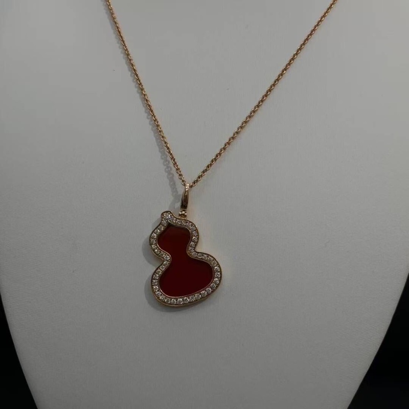 )Qeelin 麒麟 Wulu 系列玫瑰金大號紅瑪瑙葫蘆吊墜項鍊,尺寸 26×18mm,2024年購入-4