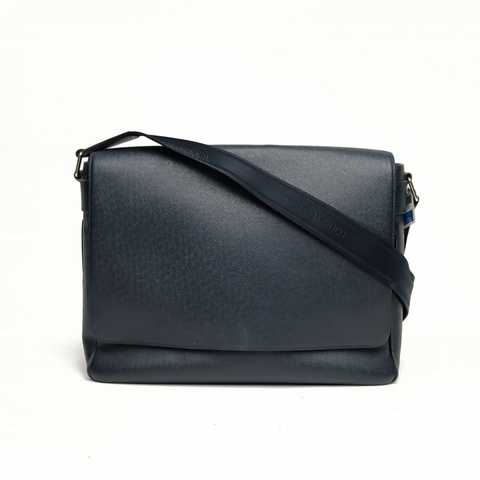 LOUIS VUITTON 墨藍色牛皮銀扣2013District藍色公事包