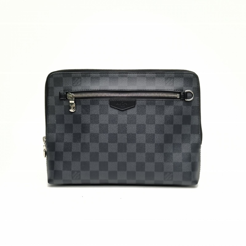 LOUIS VUITTON 黑棋格PVC2020拉鏈手拿包-2
