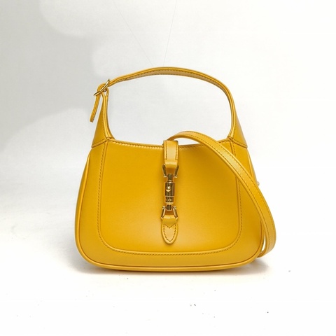 GUCCI Jackie1961Mini黃色牛皮金扣肩背包