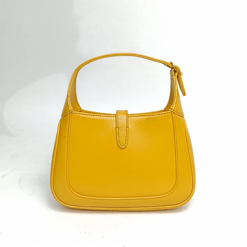 GUCCI Jackie1961Mini黃色牛皮金扣肩背包-2