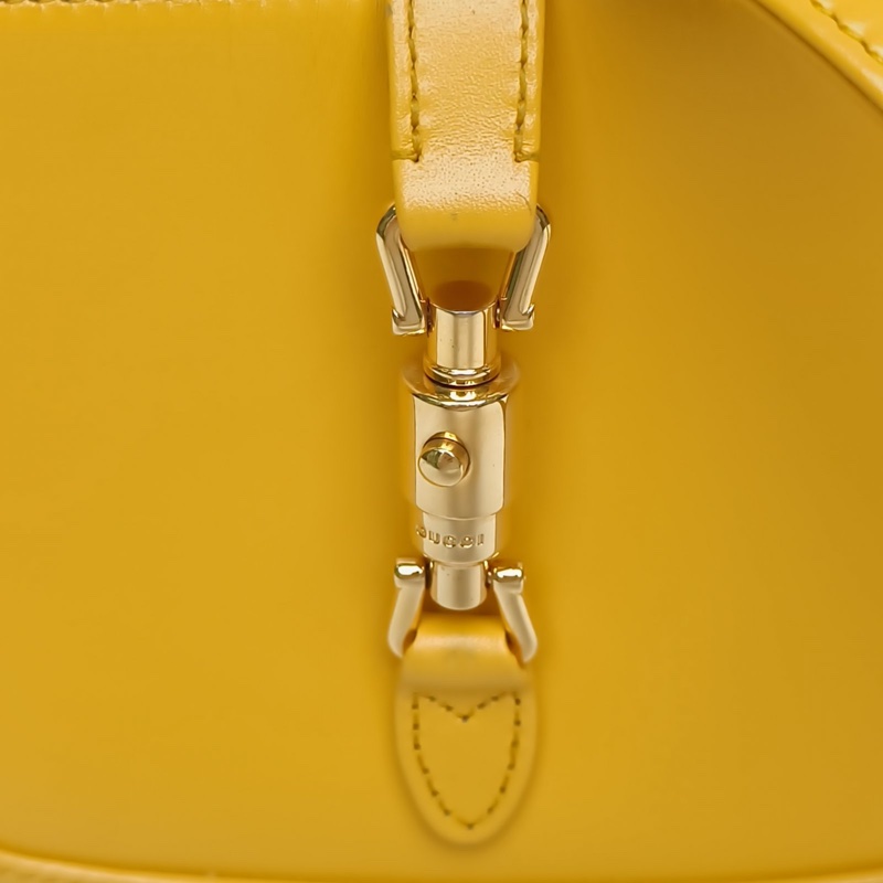 GUCCI Jackie1961Mini黃色牛皮金扣肩背包-4