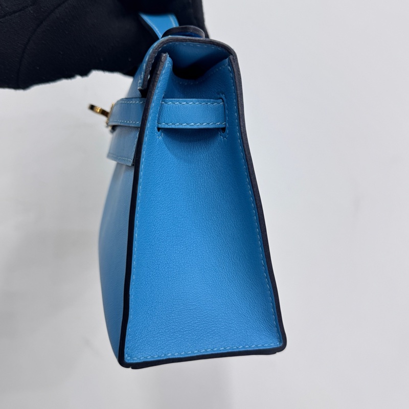 🌈Hermes💙Mini Kelly一代💙P3北方藍金扣💙98新🌈Swift皮🌟貼膜在🌟有盒💙 kelly pochette🌟minikelly🌟kelly🌟minikelly一代🌟 kellypochette🌟愛馬仕🌟-4