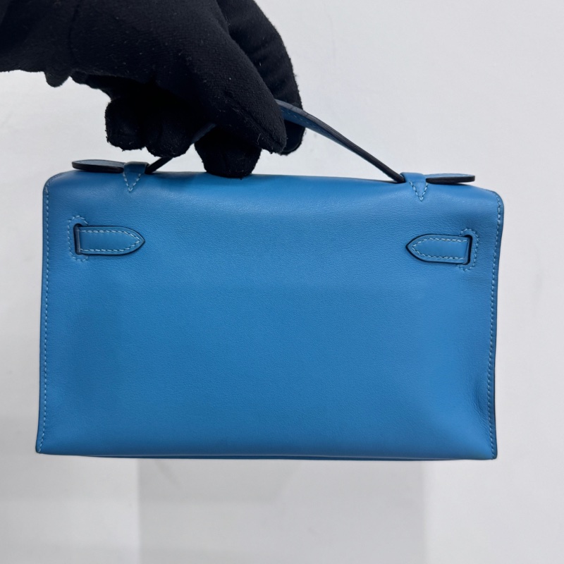 🌈Hermes💙Mini Kelly一代💙P3北方藍金扣💙98新🌈Swift皮🌟貼膜在🌟有盒💙 kelly pochette🌟minikelly🌟kelly🌟minikelly一代🌟 kellypochette🌟愛馬仕🌟-6