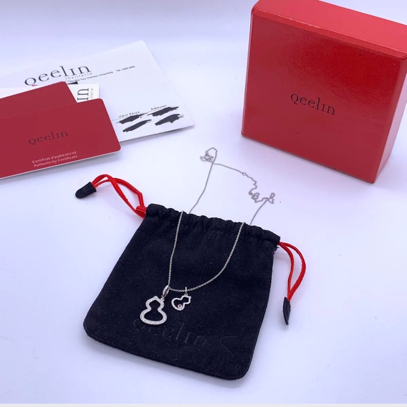 Qeelin麒麟 Wulu系列葫蘆小號樣式18K白金鑽石 吊墜 女，兩個吊墜一整套-2
