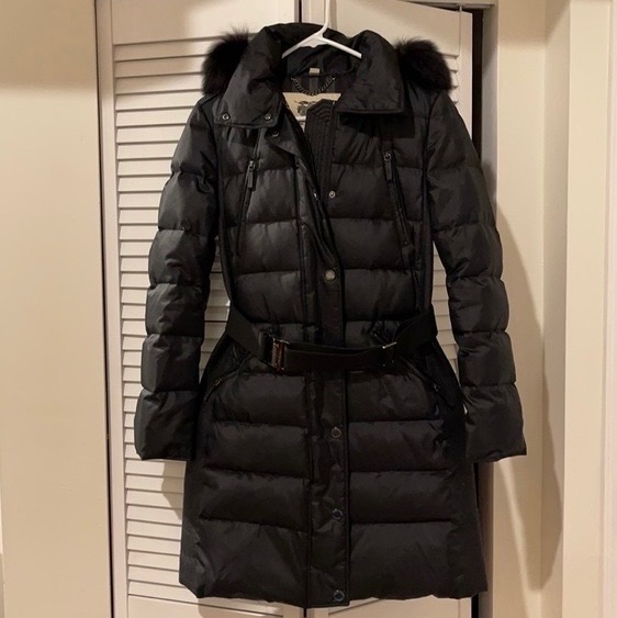 BURBERRY 黑色 鴨絨 藍狐毛 連帽 長版羽絨 羽絨外套 防風外套 外套 夾克-6