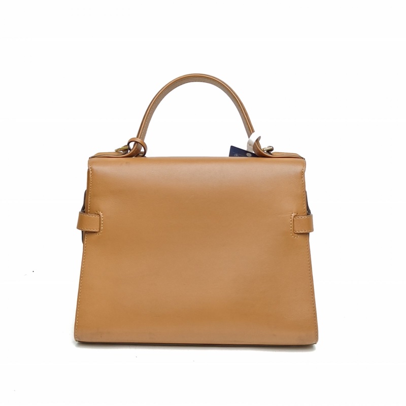DELVAUX Tempete中號27.5棕色牛皮金扣肩背包-2