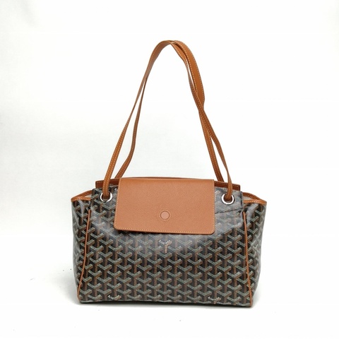 GOYARD ROUETTE系列小號包棕色PVC銀扣老花肩背包