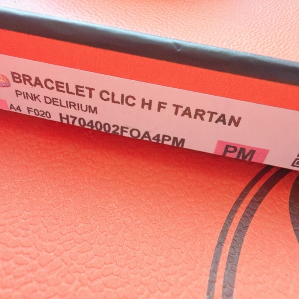 二手精品自賣❤️ Hermès愛馬仕限量玫瑰粉色*格紋Clic H珐瑯金釦手環/PM-1