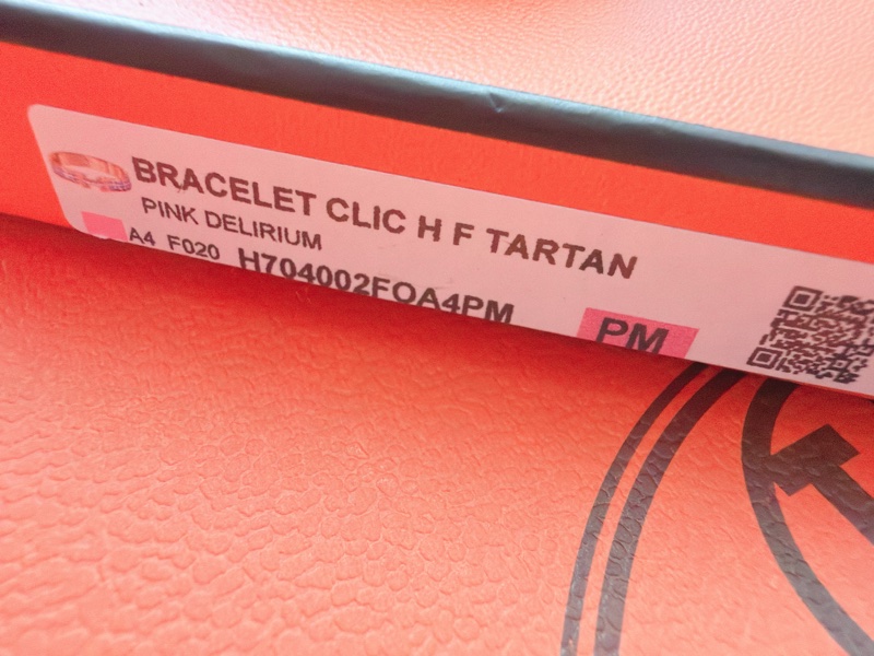 二手精品自賣❤️ Hermès愛馬仕限量玫瑰粉色*格紋Clic H珐瑯金釦手環/PM-20