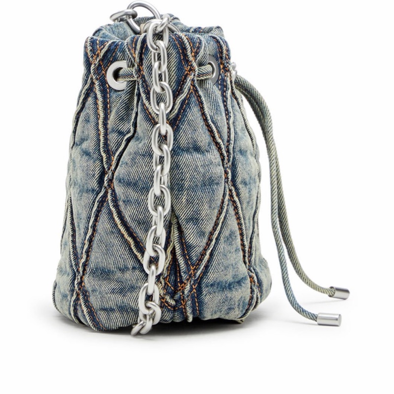 Diesel 女士 Charm-D S-Mini 菱形格紋水桶包均碼碼21cm*10.5cm*19cm-2