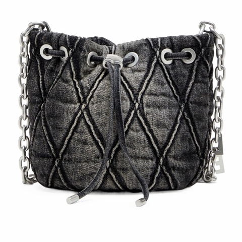 Diesel 女士 Charm-D S-Mini 處理絎縫牛仔布水桶包均碼碼21cm*10.5cm*19cm