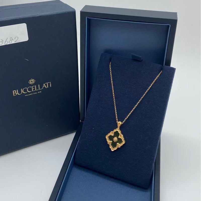 BUCCELLATI 布契拉提 Opera tulle 系列大號綠色琺瑯項鍊,絕美-1