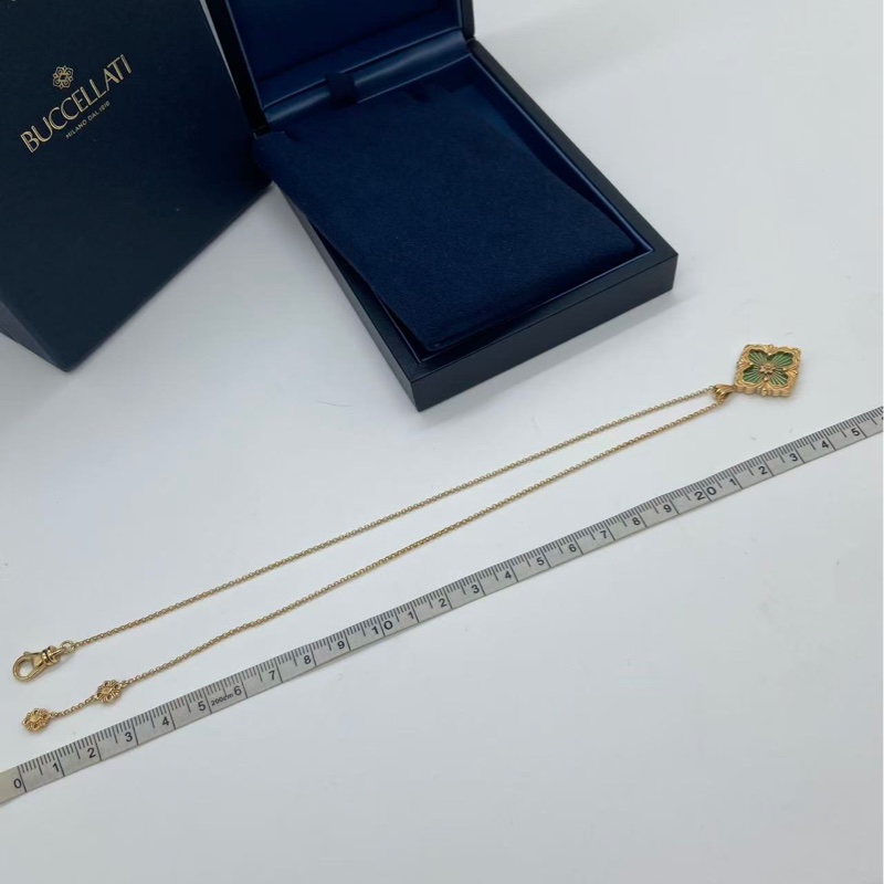 BUCCELLATI 布契拉提 Opera tulle 系列大號綠色琺瑯項鍊,絕美-3