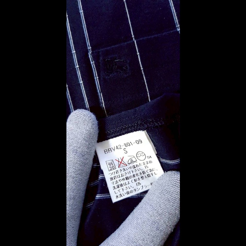 美版BURBERRY 博柏利 LONDON 男深藍條紋長袖襯衫S-6