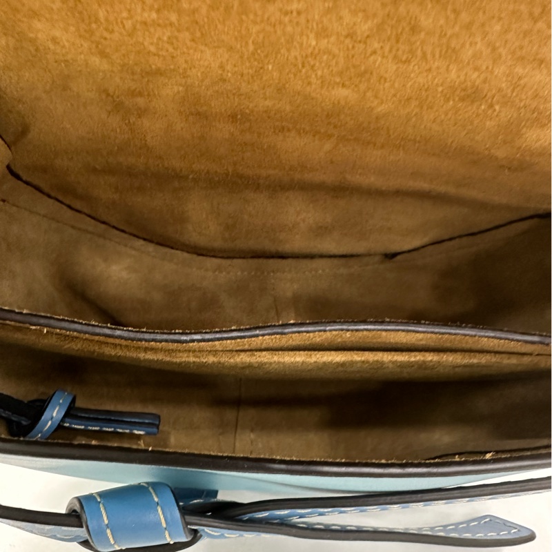 LOEWE/羅意威Loewe羅意威馬鞍包gate 全皮黑拼藍-7