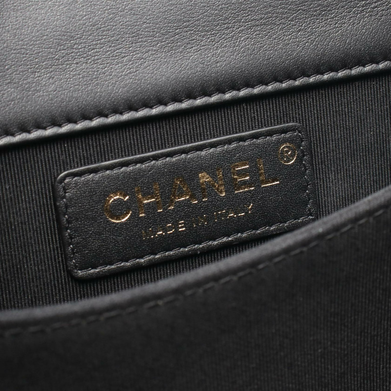 香奈兒 Boy Chanel 絎縫鏈條肩背斜背包 AS0130 皮革 BK 二手-3