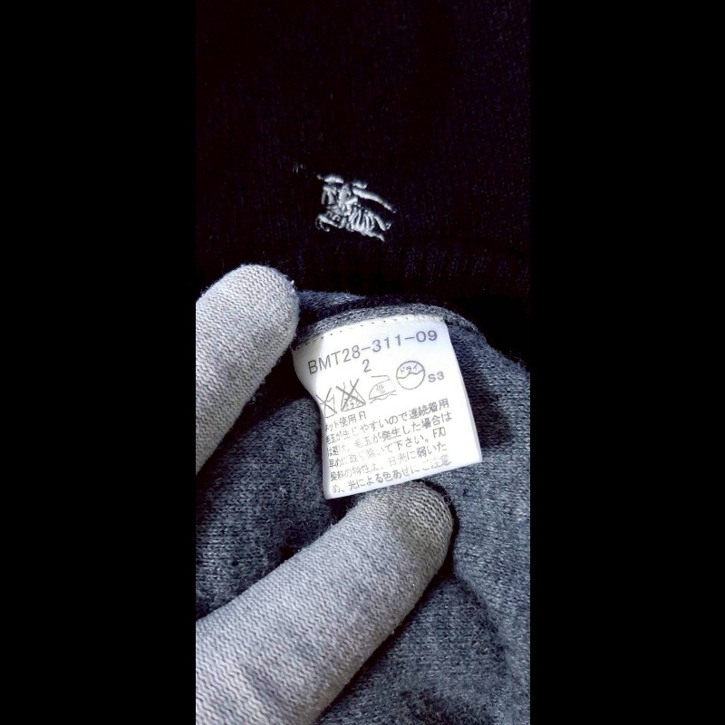絕版BURBERRY 博柏利 BLACK LABEL 黑標 戰馬 男黑色無修邊混羊毛立領外套2號-8