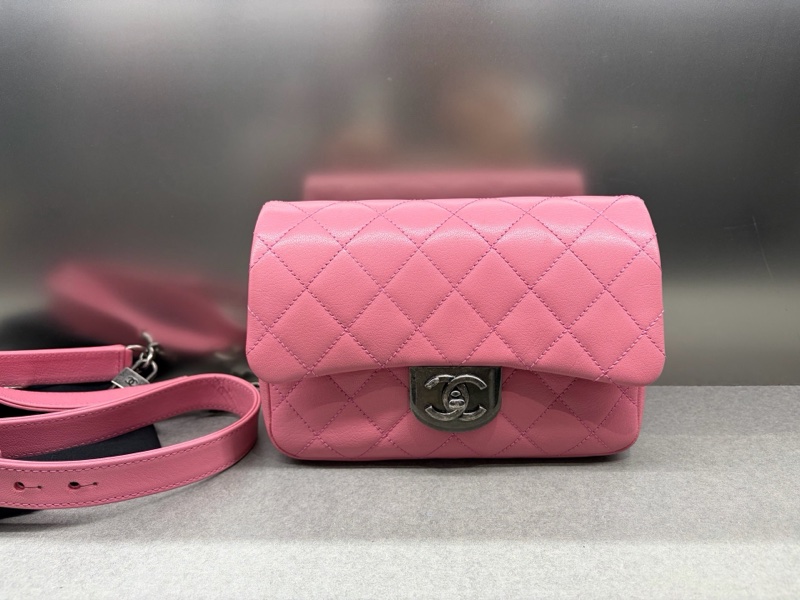 Chanel • Cf 限量款櫻花粉鎖頭鏈條流浪包 3Way-4
