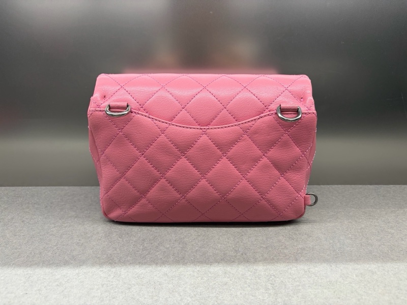 Chanel • Cf 限量款櫻花粉鎖頭鏈條流浪包 3Way-5
