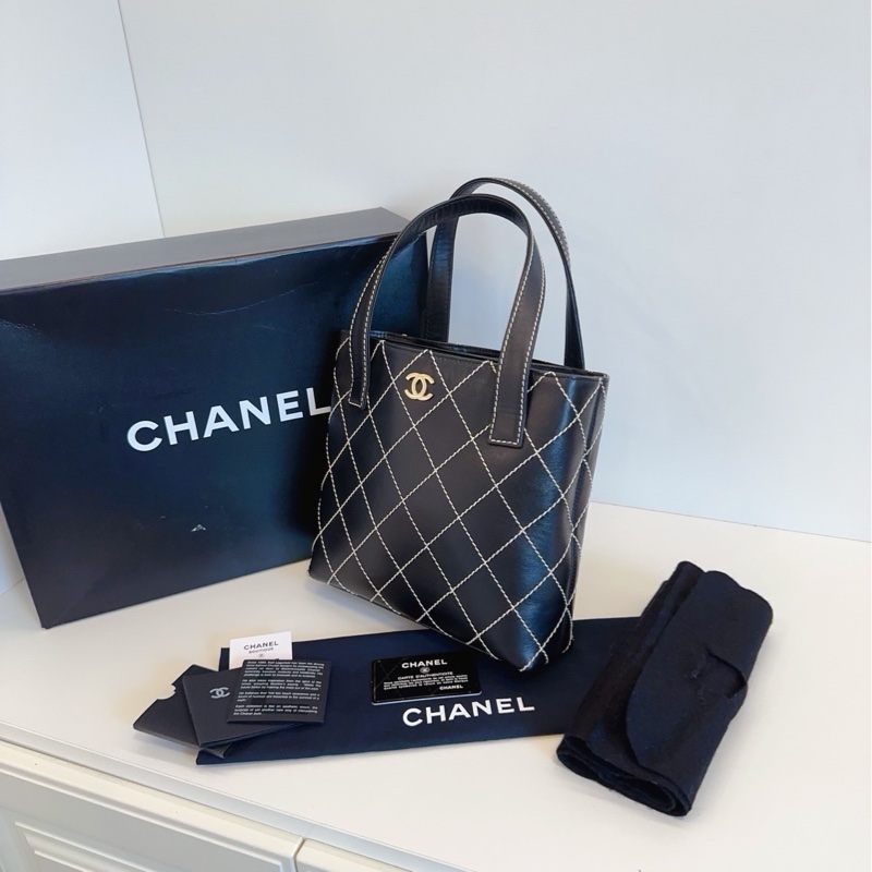 Chanel • 黑金外縫線牛皮Vivian 薇薇安 全配🈶盒-3