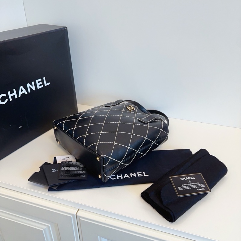 Chanel • 黑金外縫線牛皮Vivian 薇薇安 全配🈶盒-5