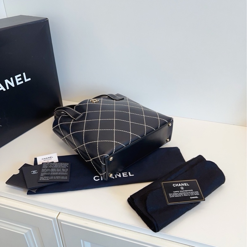 Chanel • 黑金外縫線牛皮Vivian 薇薇安 全配🈶盒-6