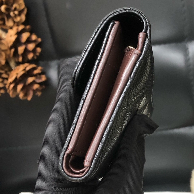 Chanel 香奈兒 黑金荔枝牛皮三折長款錢包 經典菱格紋 金色雙C扣 卡位多 芯片款-2