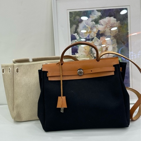 Hermes 愛馬仕 vintage 中古herbag31斜挎 熊貓配色 框D