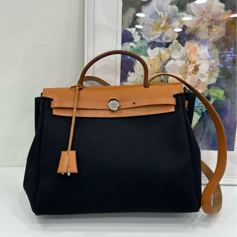 Hermes 愛馬仕 vintage 中古herbag31斜挎 熊貓配色 框D-1