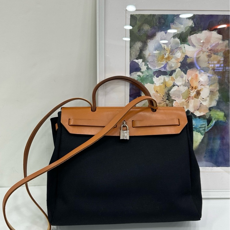 Hermes 愛馬仕 vintage 中古herbag31斜挎 熊貓配色 框D-2