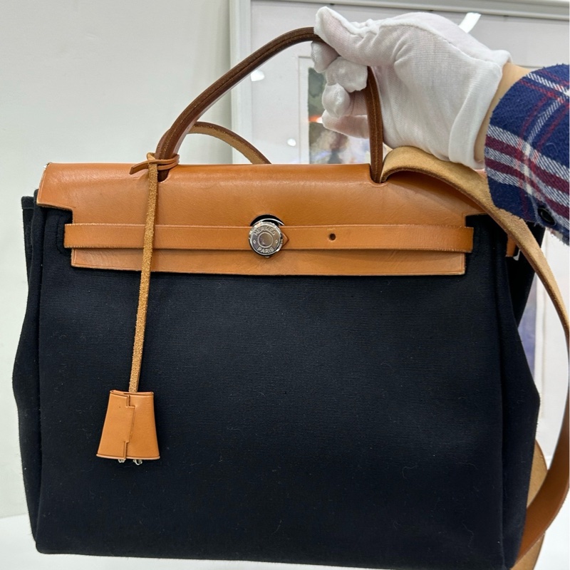 Hermes 愛馬仕 vintage 中古herbag31斜挎 熊貓配色 框D-6