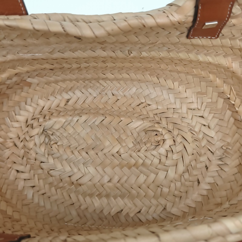 LOEWE Basket棕櫚葉草編籃子手袋小號焦糖色-4