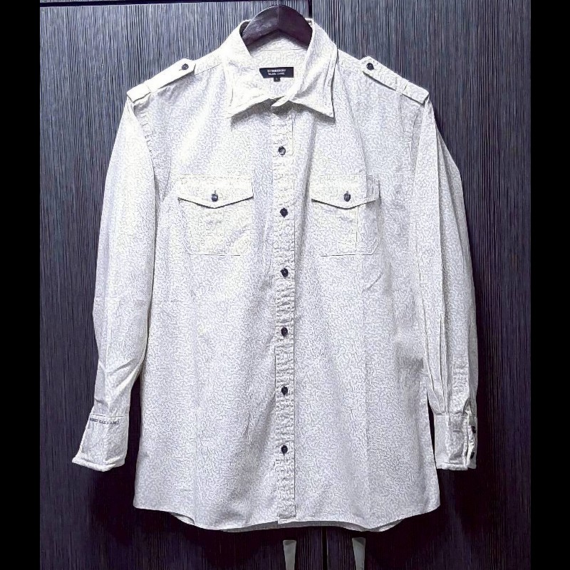 (日本製MIJ)BURBERRY 博柏利 BLACK LABEL 黑標 男淺褐色豹紋軍肩長袖襯衫3號-0