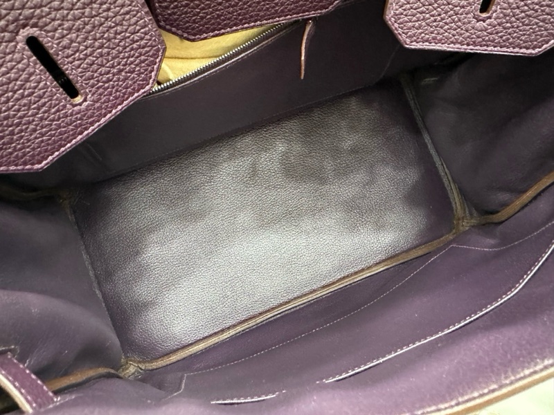 Hermes愛馬仕 birkin35葡萄紫銀扣togo皮 框M刻 缺鎖具-7