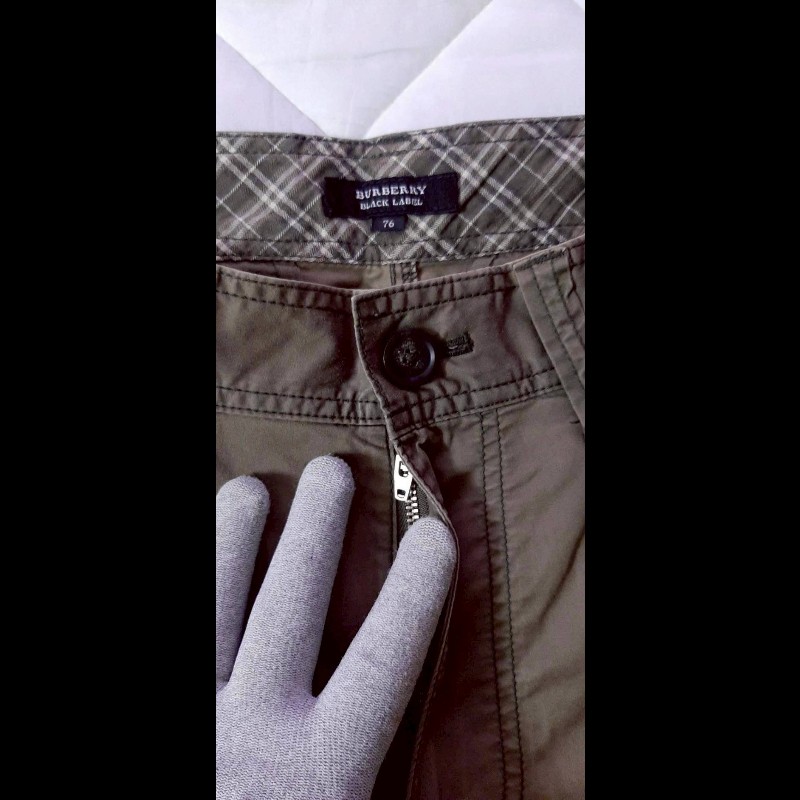 絕版BURBERRY 博柏利 BLACK LABEL 黑標 男軍綠色七分休閒褲76號-7