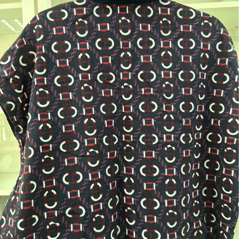 HERMES 愛馬仕 圖案滿印 Polo 領短袖,藍色,38碼 成色很好,法國製造,100%棉-2