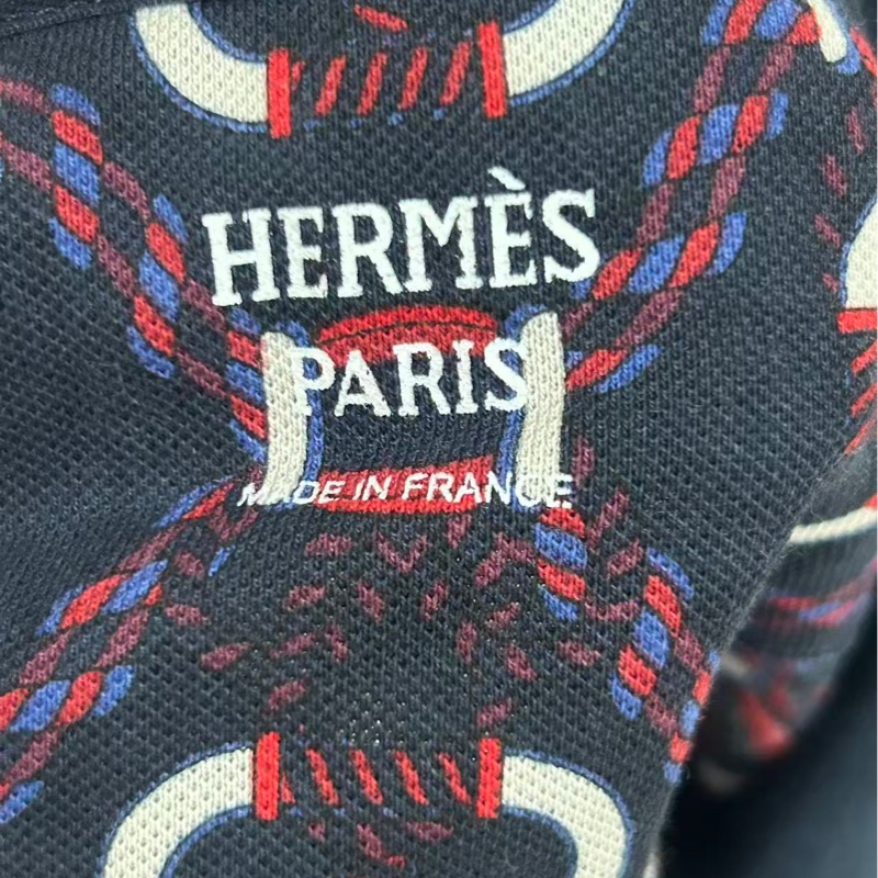 HERMES 愛馬仕 圖案滿印 Polo 領短袖,藍色,38碼 成色很好,法國製造,100%棉-9