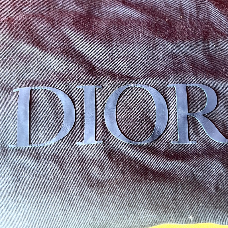 Dior經典黑色耐磨荔枝皮馬鞍造型斜背掛腰兩用包-3