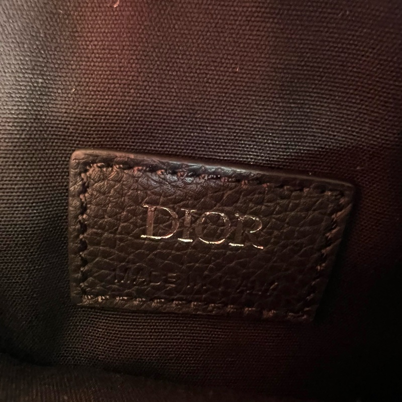 Dior經典黑色耐磨荔枝皮馬鞍造型斜背掛腰兩用包-25
