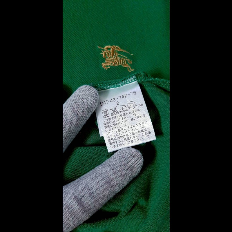 絕版BURBERRY 博柏利 BLACK LABEL 黑標 戰馬 男綠色透氣網眼布短袖POLO衫2號-6