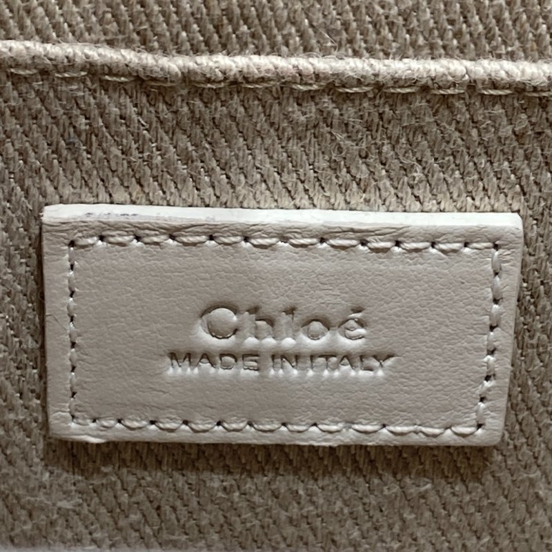 CHLOE 克羅伊 WOODY 小號皮革手提肩背托特包 小牛皮 白色 銀釦-14