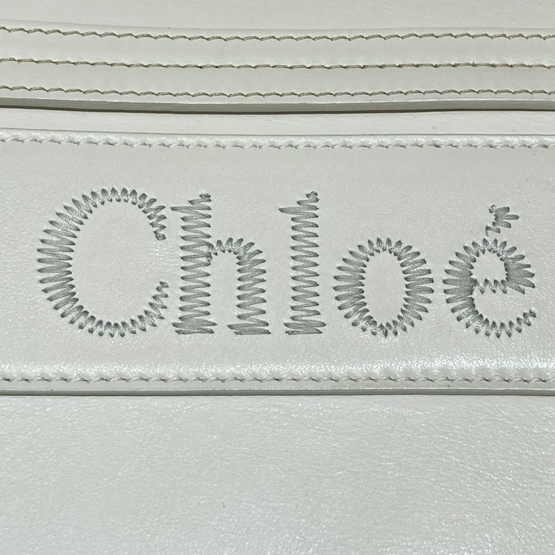 CHLOE 克羅伊 WOODY 小號皮革手提肩背托特包 小牛皮 白色 銀釦-15