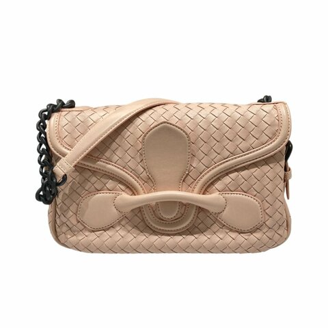BOTTEGA VENETA 寶緹嘉 RIALTO BAG 編織肩背包 皮革 粉色 黑釦