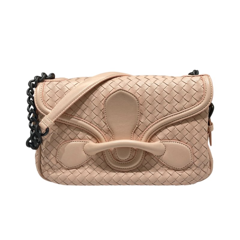 BOTTEGA VENETA 寶緹嘉 RIALTO BAG 編織肩背包 皮革 粉色 黑釦-0