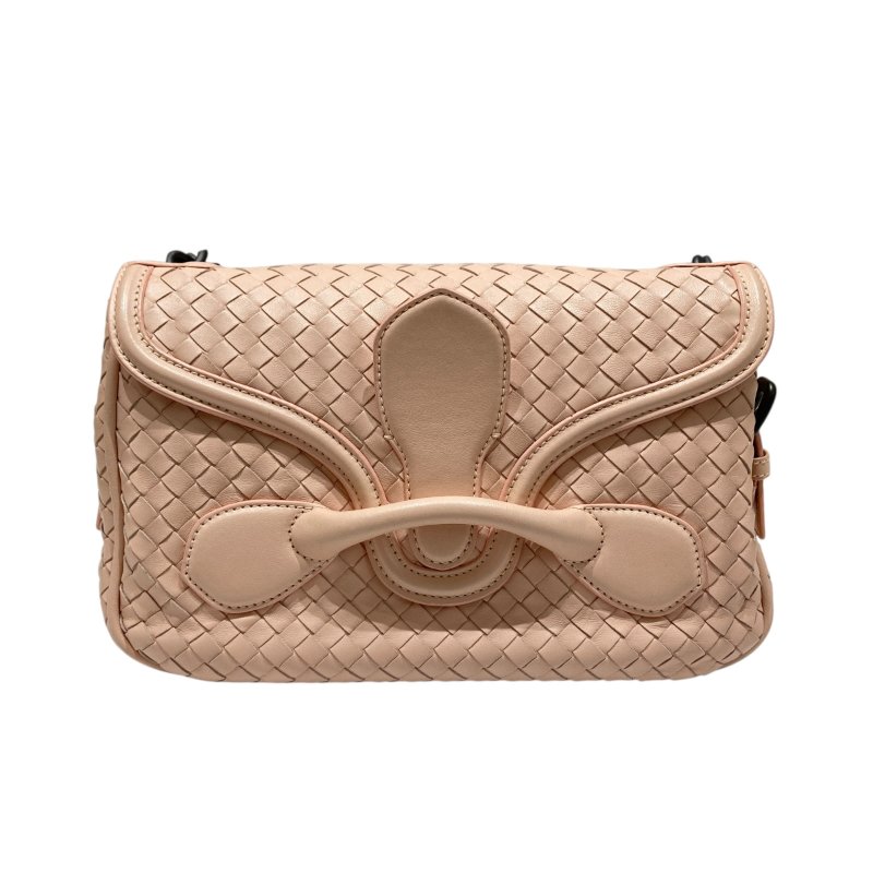 BOTTEGA VENETA 寶緹嘉 RIALTO BAG 編織肩背包 皮革 粉色 黑釦-1