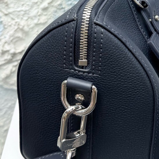 Louis Vuitton 路易威登 Keepall City 藍灰色全皮斜挎包芯片款-5